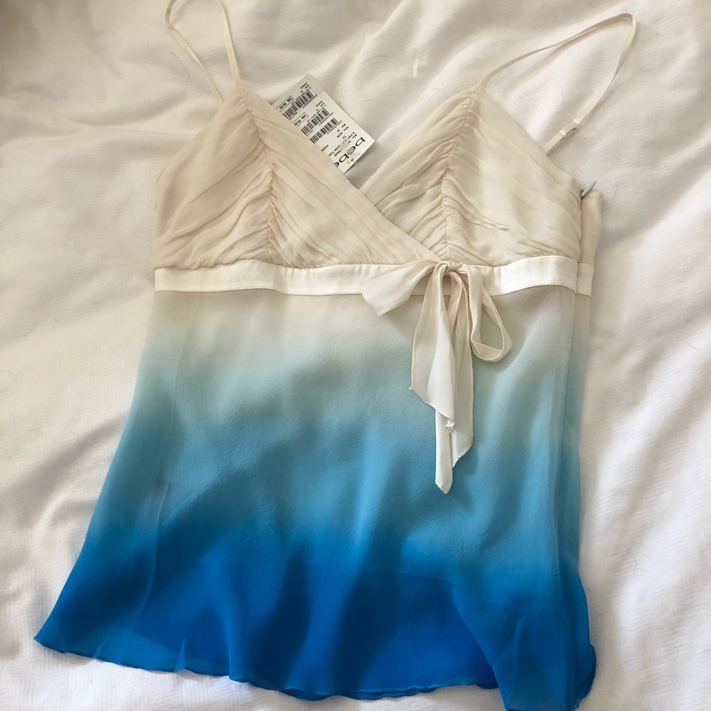 Silk cami top in ombré blue Bebe size M